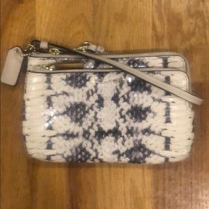 Leather snakeskin coach wristlet